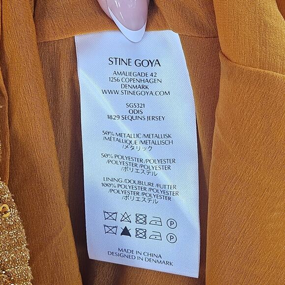 NEW STINE GOYA Odis Dress in Gold Sequins Long Sleeve Crewneck Size Small Formal - Picture 8 of 11